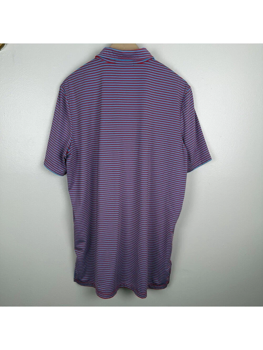 RLX Ralph Lauren Golf Polo Shirt Mens Large Blue Red Striped Performance